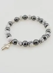 Gemstone Bracelet Hematite and Howlite