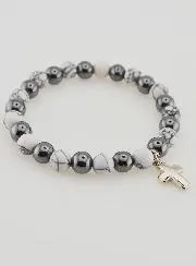 Gemstone Bracelet Hematite and Howlite