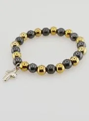 Religious Bracelet with Cross - Hematite and Pyrite