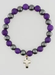 Hematite and Amethyst Gemstone Bracelet