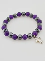 Hematite and Amethyst Gemstone Bracelet