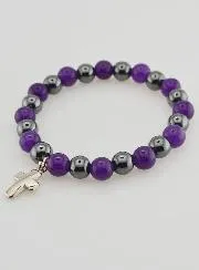 Hematite and Amethyst Gemstone Bracelet