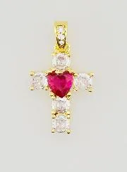 Cross Pendant Red Heart – 15mm