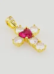 Cross Pendant Red Heart – 15mm