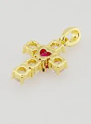Cross Pendant Red Heart – 15mm