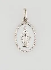 Miraculous Medal Silver and White Enamel