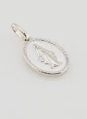 Miraculous Medal Silver and White Enamel