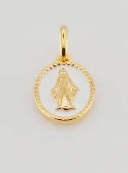 Miraculous Medal Gold-Plated and White Enamel
