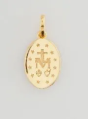 Gold Plated Miraculous Medal with Blue Enamel