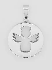 Guardian Angel Openwork Medal in Stainless Steel - 18mm