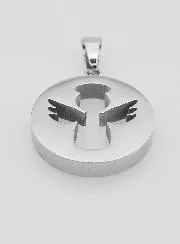 Guardian Angel Openwork Medal in Stainless Steel - 18mm