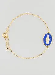 Miraculous Medal Bracelet - Gold Plated and Blue Enamel