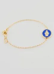 Miraculous Medal Bracelet - Gold Plated and Blue Enamel