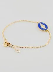 Miraculous Medal Bracelet - Gold Plated and Blue Enamel