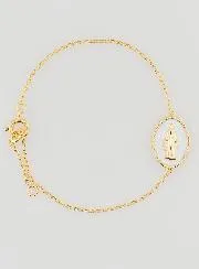 Miraculous Medal Bracelet - Gold Plated and White Enamel
