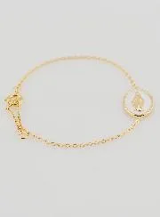 Miraculous Medal Bracelet - Gold Plated and White Enamel