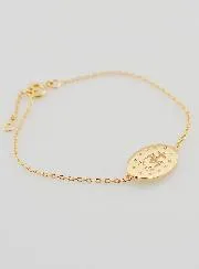Miraculous Medal Bracelet - Gold Plated and White Enamel