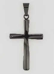 Twisted Cross Pendant in Black Stainless Steel - 45mm