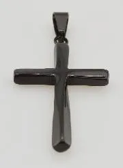 Twisted Cross Pendant in Black Stainless Steel - 45mm