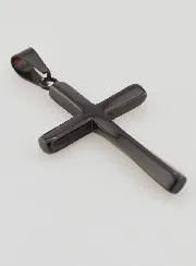 Twisted Cross Pendant in Black Stainless Steel - 45mm