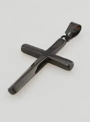 Twisted Cross Pendant in Black Stainless Steel - 45mm