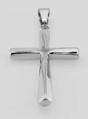 Stainless Steel Twisted Cross Pendant - 45mm