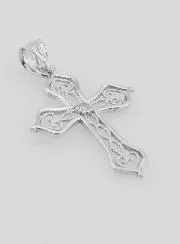 Openwork Cross Pendant with Arabesques - 20mm