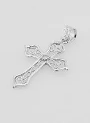 Openwork Cross Pendant with Arabesques - 20mm