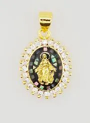 Miraculous Virgin Medal Shimmery  Black - 17mm