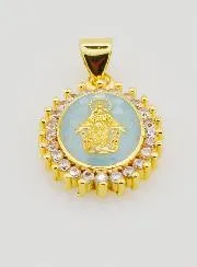 Blue Miraculous Virgin Medal - 17mm