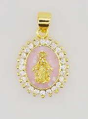 Pink Miraculous Virgin Medal - 17mm