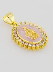 Pink Miraculous Virgin Medal - 17mm