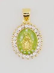 Green Miraculous Virgin Medal - 17mm