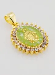 Green Miraculous Virgin Medal - 17mm