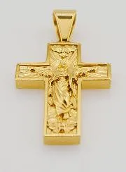 Cross Pendant Jesus the Redeemer in Golden Stainless Steel - 35mm
