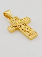 Cross Pendant Jesus the Redeemer in Golden Stainless Steel - 35mm