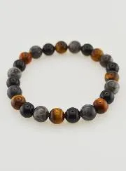 Bracelet with Tiger Eye - Onyx - Larvikite - 8mm