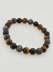 Bracelet with Tiger Eye - Onyx - Larvikite - 8mm