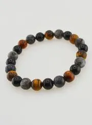 Bracelet with Tiger Eye - Onyx - Larvikite - 8mm