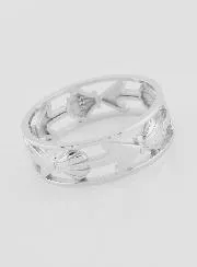 Openwork Silver Ring Shell and Anchor - Size 60