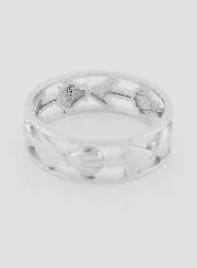 Openwork Silver Ring Shell and Anchor - Size 60