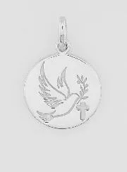 Silver Holy Spirit Medal with Cross - 15mm