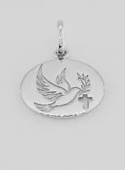 Silver Holy Spirit Medal with Cross - 15mm