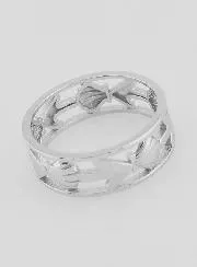 Openwork Silver Ring Shell and Anchor - Size 56