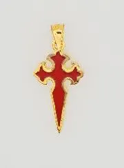 Gold Plated and Enamelled Saint James Cross - 17mm