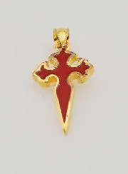Gold Plated and Enamelled Saint James Cross - 17mm