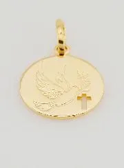Gold Plated Medal Holy Spirit and Cross - 15mm
