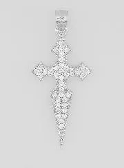 Silver Cross of St James with Zircons - 20mm