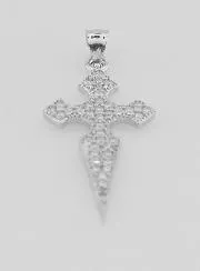 Silver Cross of St James with Zircons - 20mm