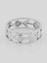 Openwork Silver Ring Shell and Anchor - Size 58